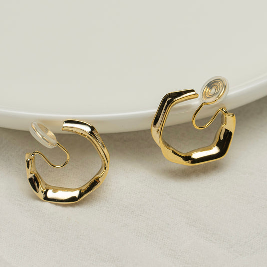 Golden Ripple Hoop Clip-On