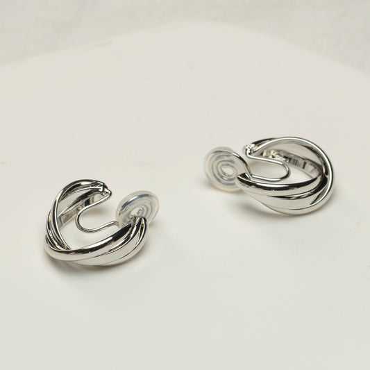 Silver Twist Hoop Clip-On